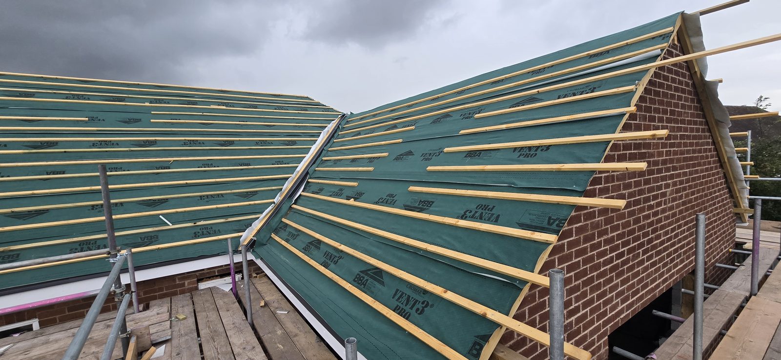 Valley where the new rear extension roof ties into the main roof